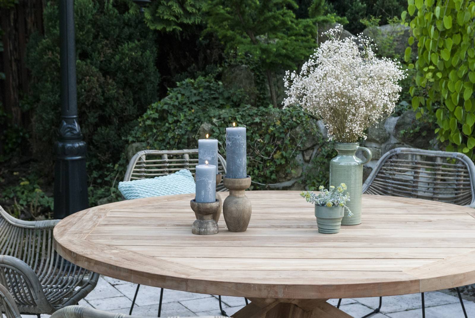 Okrągły stół do ogrodu drewniany BORDEAUX